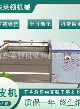 土豆用毛辊去皮设备 连续式榭树叶毛辊洗叶器 山芋毛刷毛辊清洗机