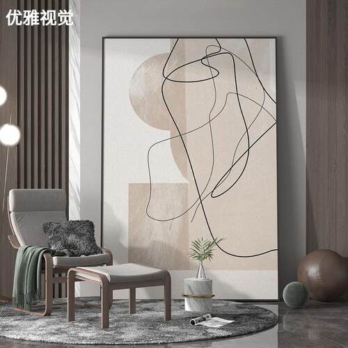 玄关装饰画极简线条抽象人物走廊过道挂画高级入户门正对墙挂画