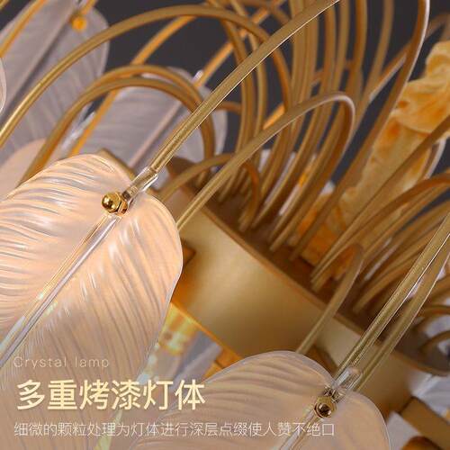 新款直销卧室轻奢水晶灯欧式后现代简约客厅吊灯房间2022年新款羽