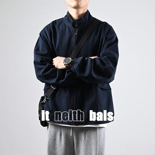 it neith BIAS潮牌工装外套男质感水洗纯棉夹克立领宽松复古上衣