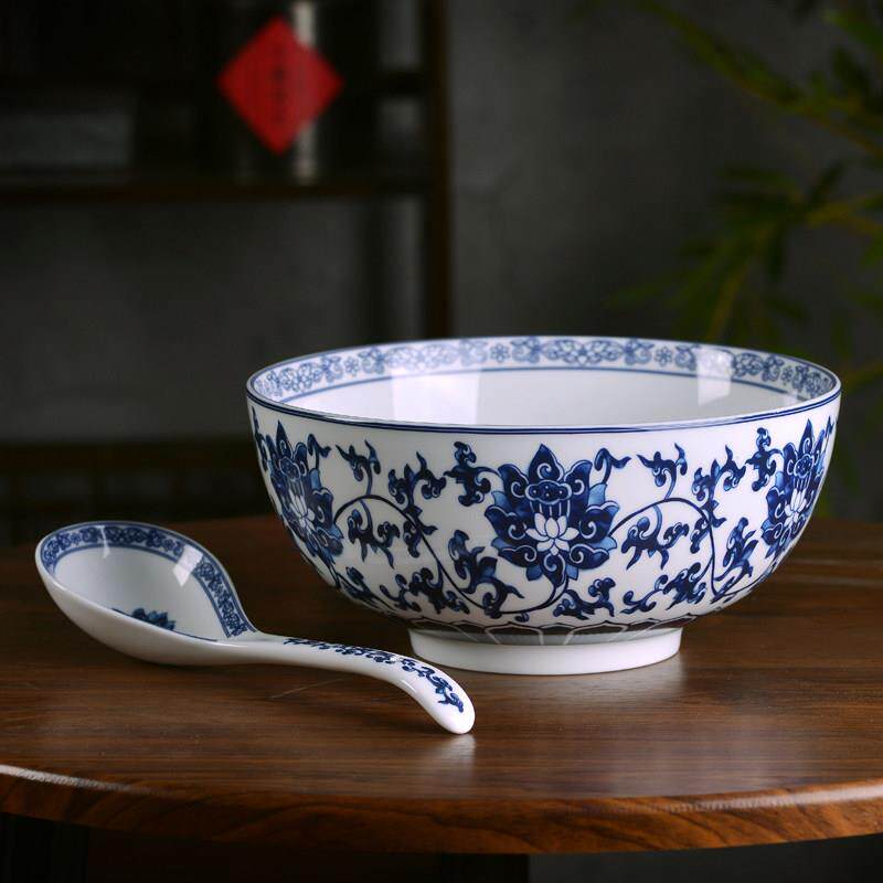 景德镇高温陶瓷大汤碗中国风家用青花瓷大汤盆餐具大碗加厚面碗