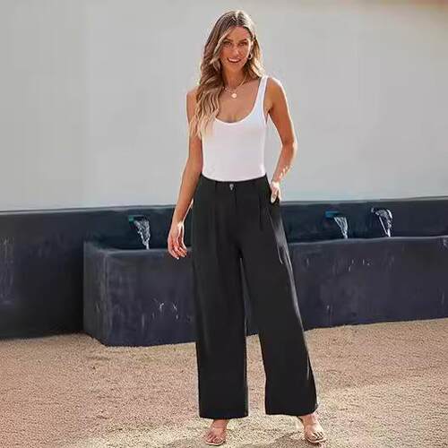 Ladies' suit pants, formal pants, high waisted wide leg
