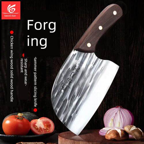 捞刀河工厂菜刀不锈钢锻打切片刀锤纹锋利切丝切片腊肉耐用耐磨