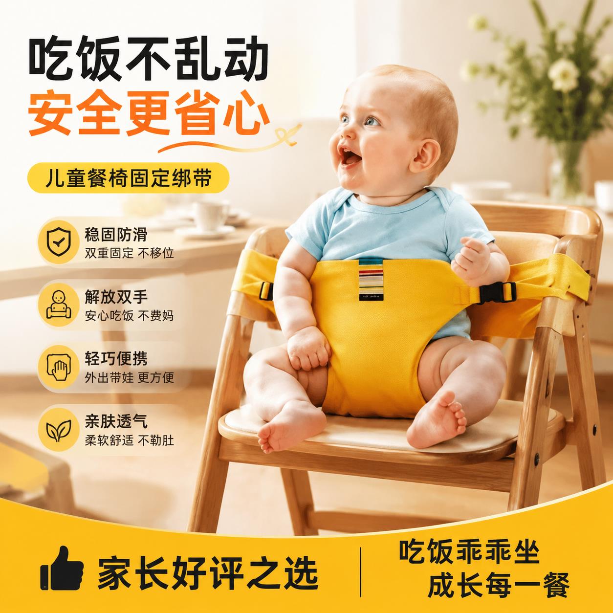 儿童座椅固定绑带婴儿餐椅安全固定带便携固定器防勒脖椅子安全带