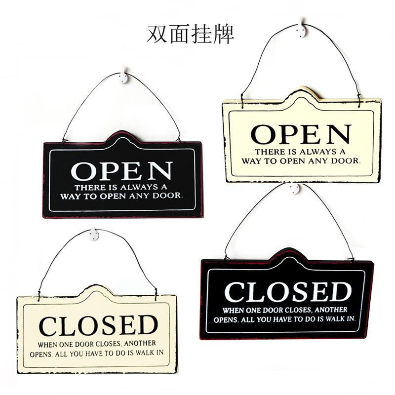 欧式复古美式风格 店铺咖啡装饰双面木质门牌 家居壁饰装饰挂牌