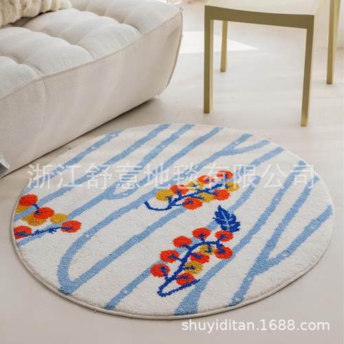 圆形地毯客厅茶几吊篮地垫卧室儿童房圆形茶几垫牛奶丝高端地垫