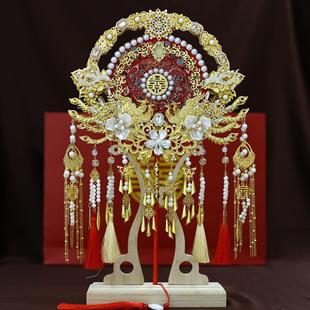 双色团扇批发结婚新娘秀禾服手工婚扇中式 新品 喜扇成品团扇9209