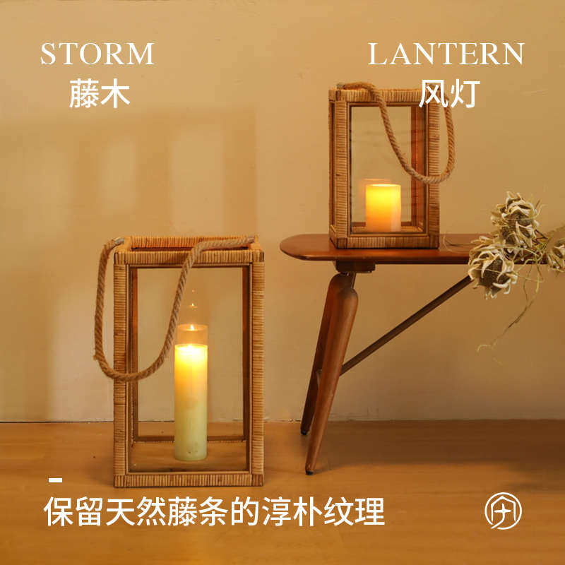 藤编灯笼户外防水防风灯罩庭院花园别墅露台阳台装饰布置氛围挂件