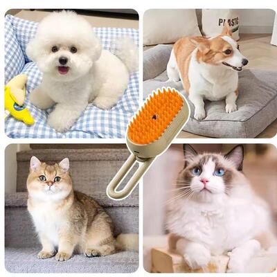Cat Dog Pet Spray Massage Brush One Button Steam Spray Foldi