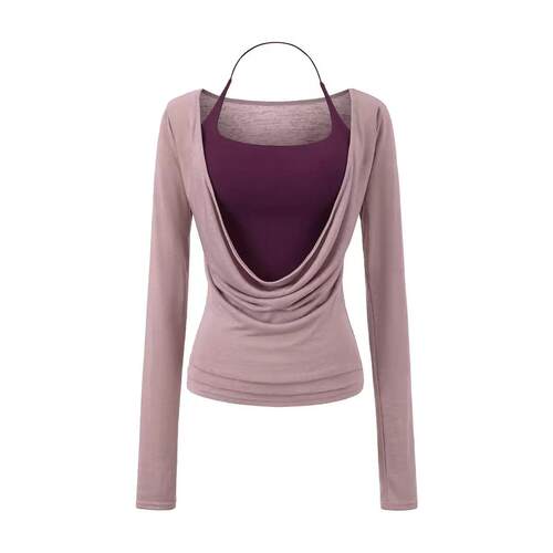 Yoga long sleeved cover for women with chest cushion, yoga