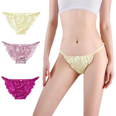 Women Thin Belt Sexy Luxury Real Silk Briefs Seamless Soft P