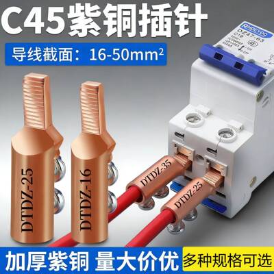 国标紫铜小黑夹DTDZ免压小黑夹电表鸭嘴断路器线鼻子C45铜线接线