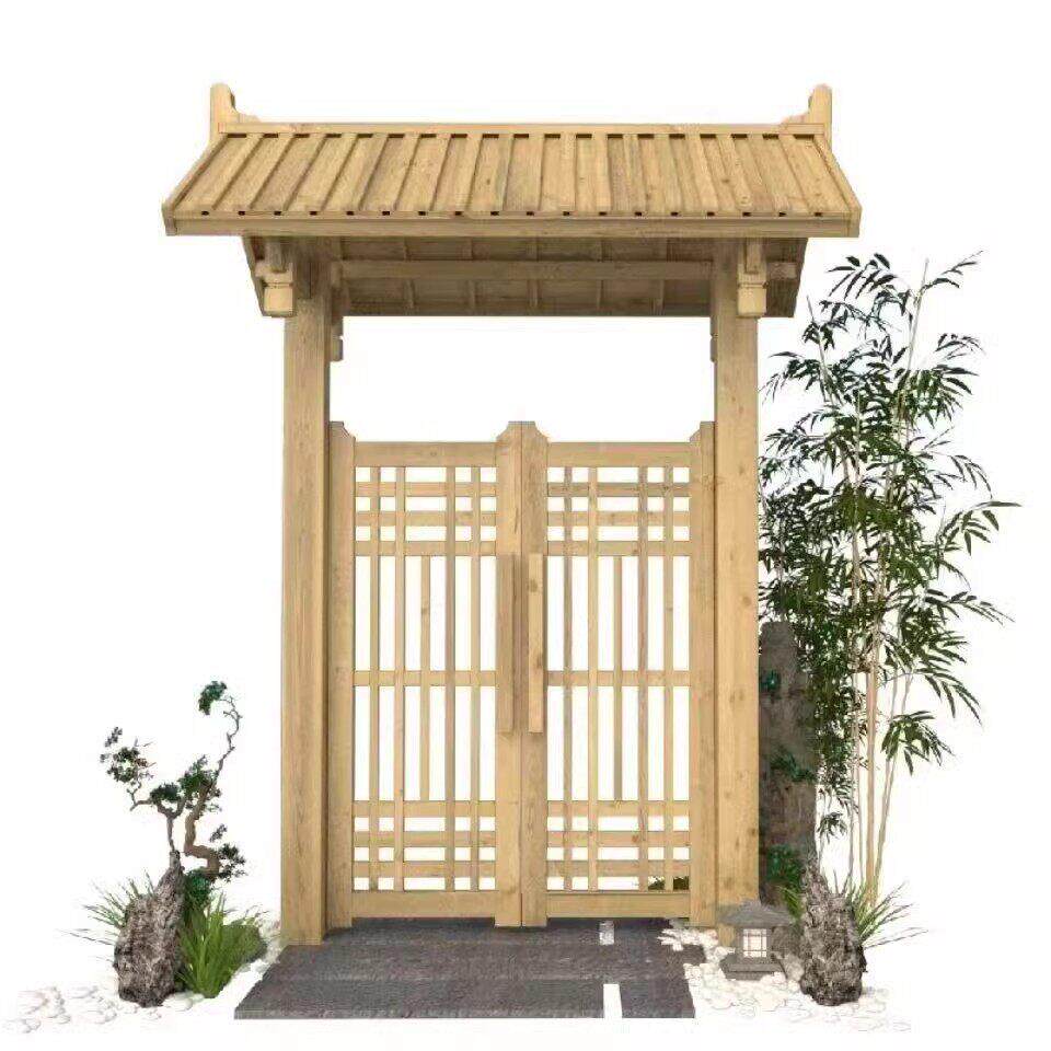 小院门头庭院门楼围栏防腐木门楼景区院子入户门民宿田园实木门楼