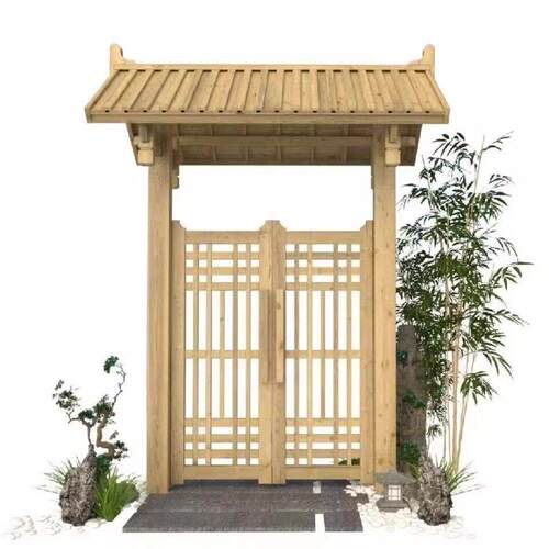 小院门头庭院门楼围栏防腐木门楼景区院子入户门民宿田园实木门楼