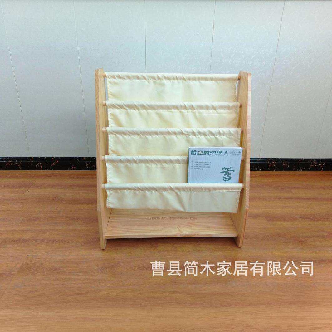 跨境儿童书架木质帆布吊带家具带深袖适合3岁以上收纳置物