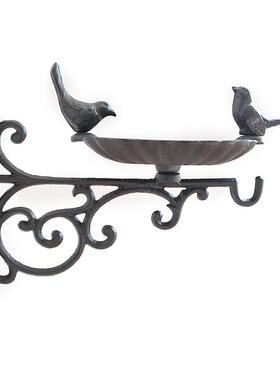 铸铁挂钩壁挂双鸟喂鸟器美式乡村铁艺吊蓝挂钩庭院户外墙面吊钩