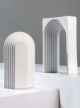 现代极简拱形门陶瓷摆件样板间售楼居家客厅桌面欧式软装几何饰品