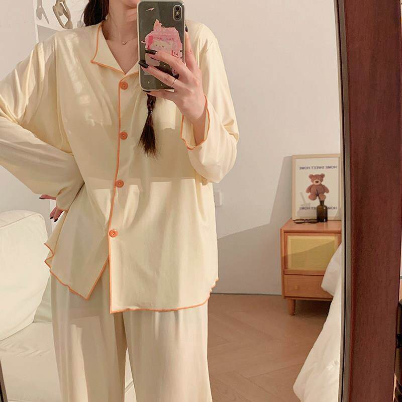 带胸垫孕妇睡衣夏季薄款莫代尔月子服产后哺乳春秋长袖居家服套装