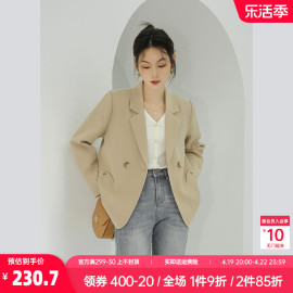 奈格薇儿小个子设计感西装外套，女2024春秋，休闲通勤百搭双排扣西服