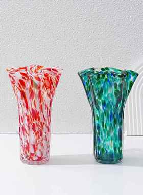 2108美高档手工玻吹制璃花式瓶奢氛围轻感家居软装饰品实用水培花