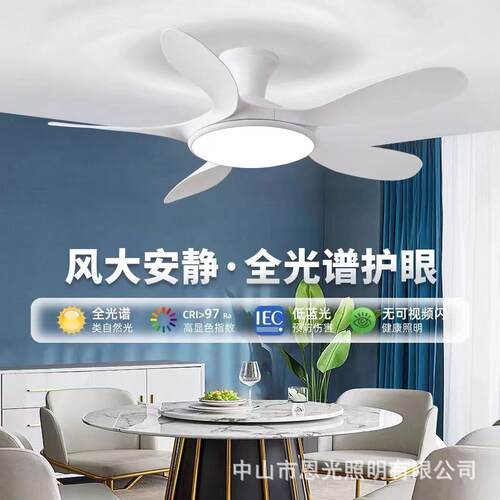 餐厅风扇灯大风力家用静音卧室客厅风扇吊扇灯极简风中山灯具网红