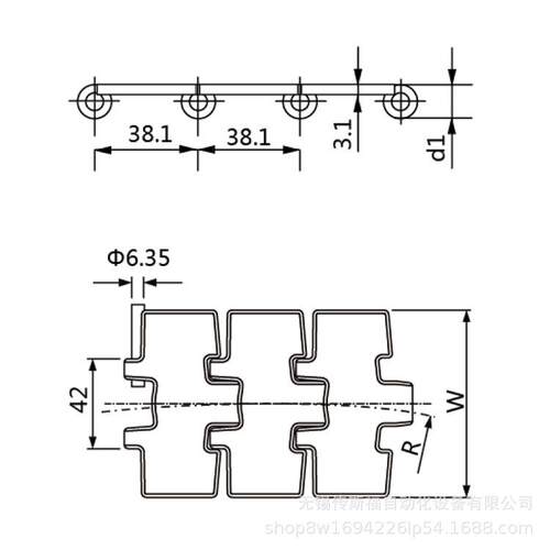 CS881M 侧弯链 不锈钢传输链
