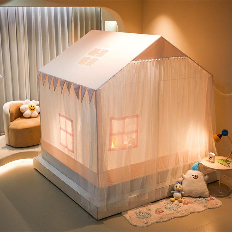 新款t1ali-78A类蚊遮光蚊帐门小房子防床帘加密公主风可折叠三开