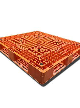 1211田字网格塑料卡板1200*1100*150橙色带挡边带防滑垫叉车托盘