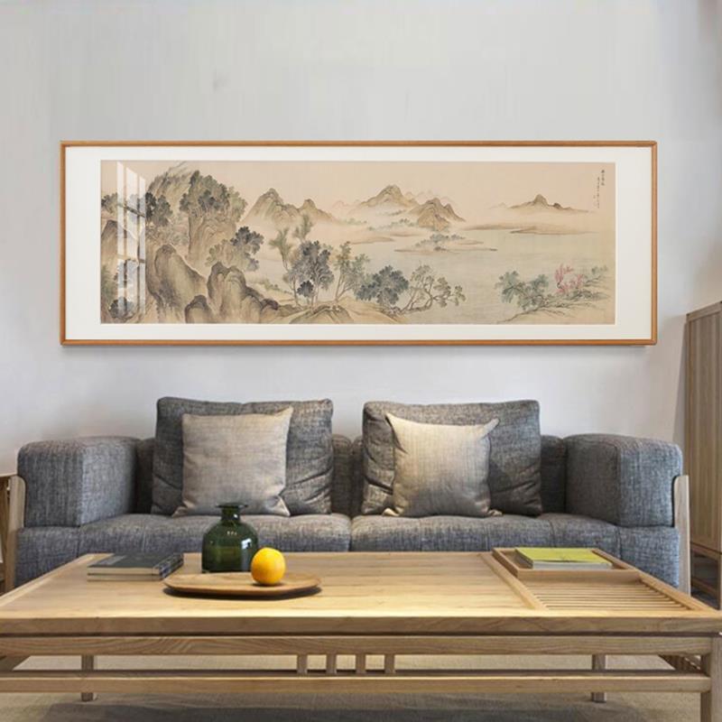 实木圆角榫卯卡纸新中式客厅茶室餐厅壁挂装饰画山水大气靠山名画