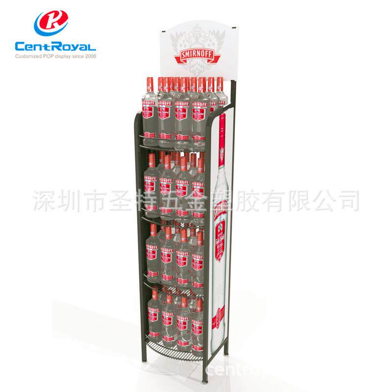 专业生产 金属展示架 4层金属架 超市酒水金属货架 牛奶果汁货柜