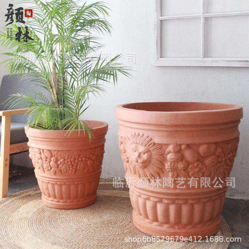 红陶盆陶盆泥瓦盆超大花盆大盆高盆敞口深盆景观陶盆素盆大码花盆