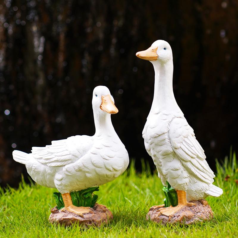 花园装饰摆件庭院布置造景彷真鸭子天鹅室外水池鱼缸池塘草坪景观