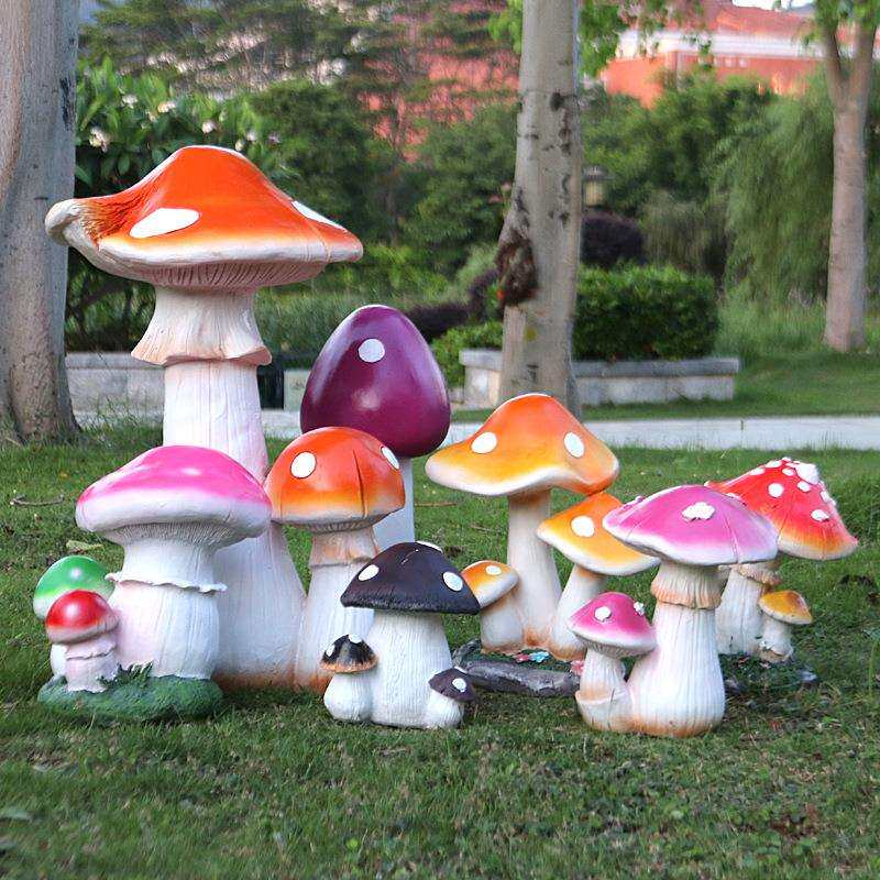 创意仿真蘑菇雕塑摆件户外花园幼儿园草坪装饰道具田园风公园摆设