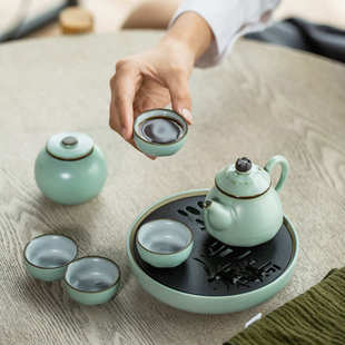 儿童茶具居家旅行少儿茶艺小茶壶茶杯迷你茶盘带包家用小茶具套装