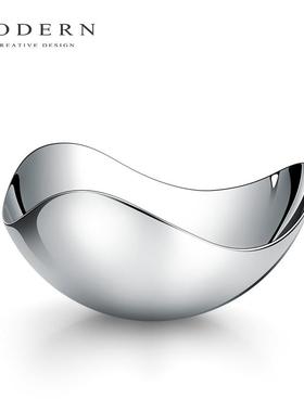 正品摩登MODRN北欧Ei大ns风不锈钢轻水奢号果盘果兜客厅家用装饰