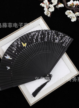 结婚迎亲新娘晨袍扇子新中式复古典风渐变造型拍照道具折叠扇伴娘
