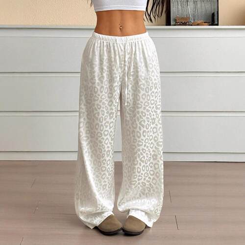 Women's Tie-Dye Leopard Wide Leg Pants High Waist
