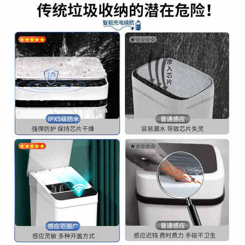 智能感应垃圾桶自动开盖家用厨房客厅卧室卫生间厕所专用有盖电动