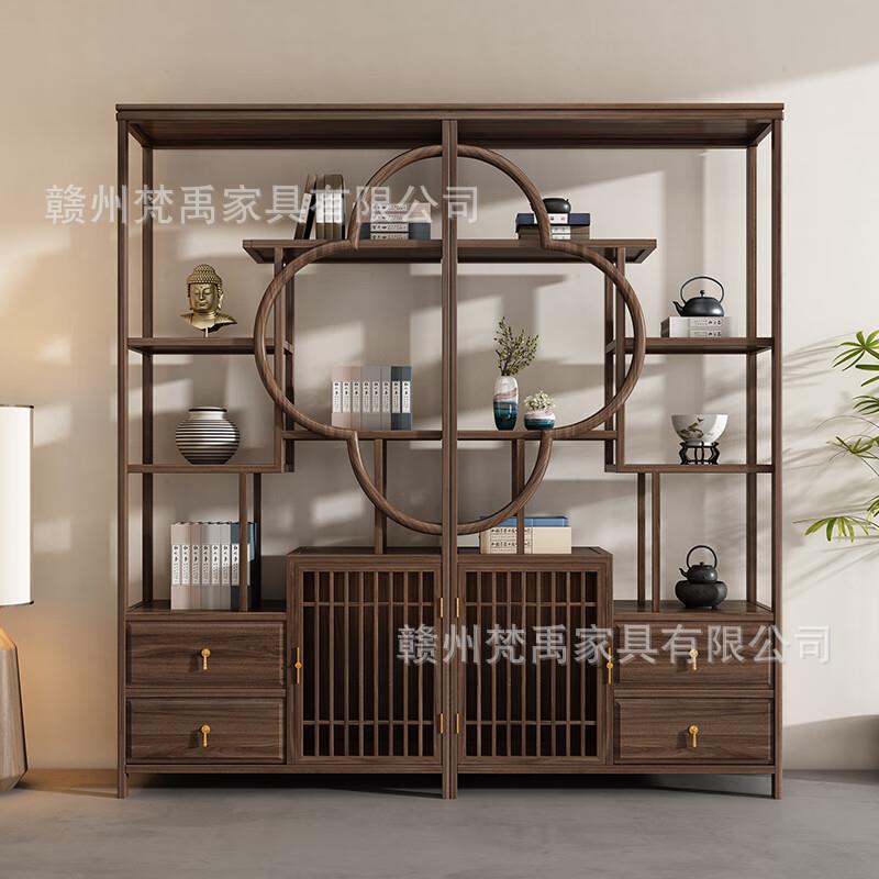 博古架实木中式古董架现代简约隔断新展示柜客厅架子置物架多宝阁