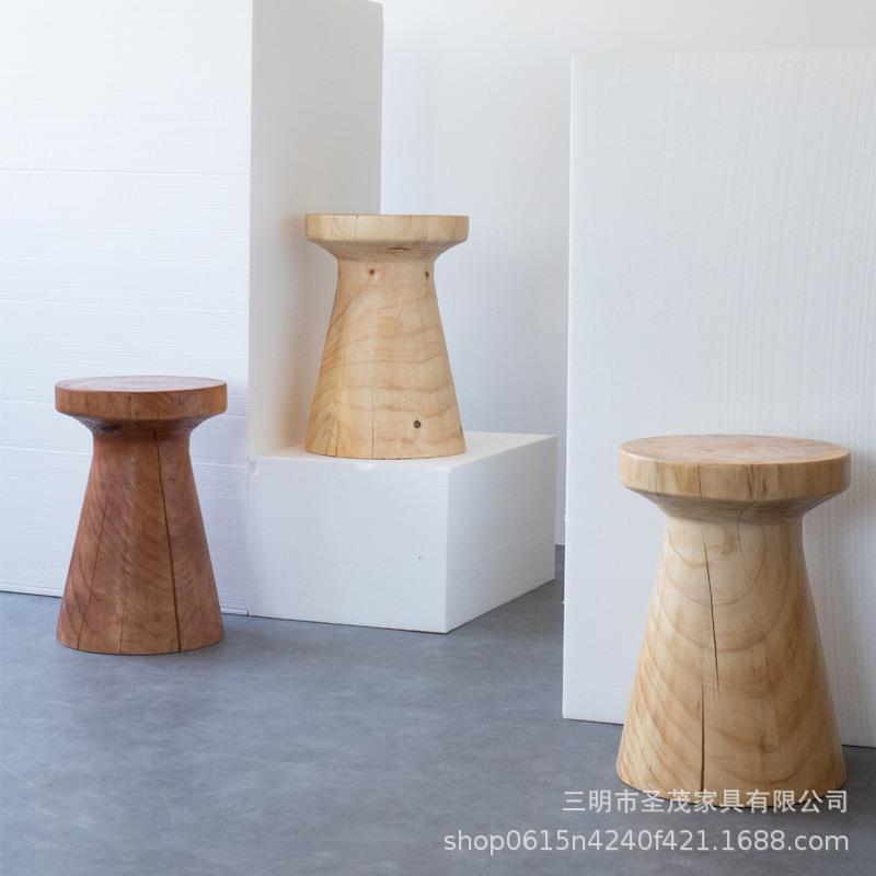 家用实木墩椅创意个性现代简约树墩坐凳根雕泡茶桌圆凳原木凳子