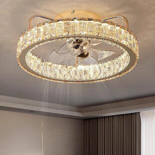 爱华朗卧室水晶风扇吸顶灯轻奢家用餐厅灯简约现代书房吸顶风扇灯