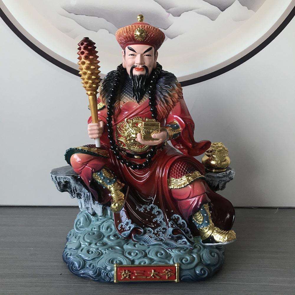 彩绘树脂黄三太爷黄三太奶神像家用客厅供奉招财神像桌面摆件