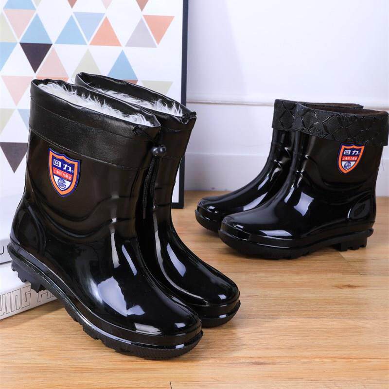 回力正品男款雨鞋时尚外穿厚实耐磨防滑防水短款雨鞋抢险救灾胶鞋