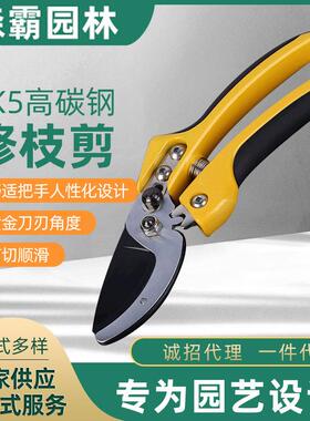 防滑多功能园林绿化修枝剪 弹簧护手园林园艺剪 手动锁扣枝剪器