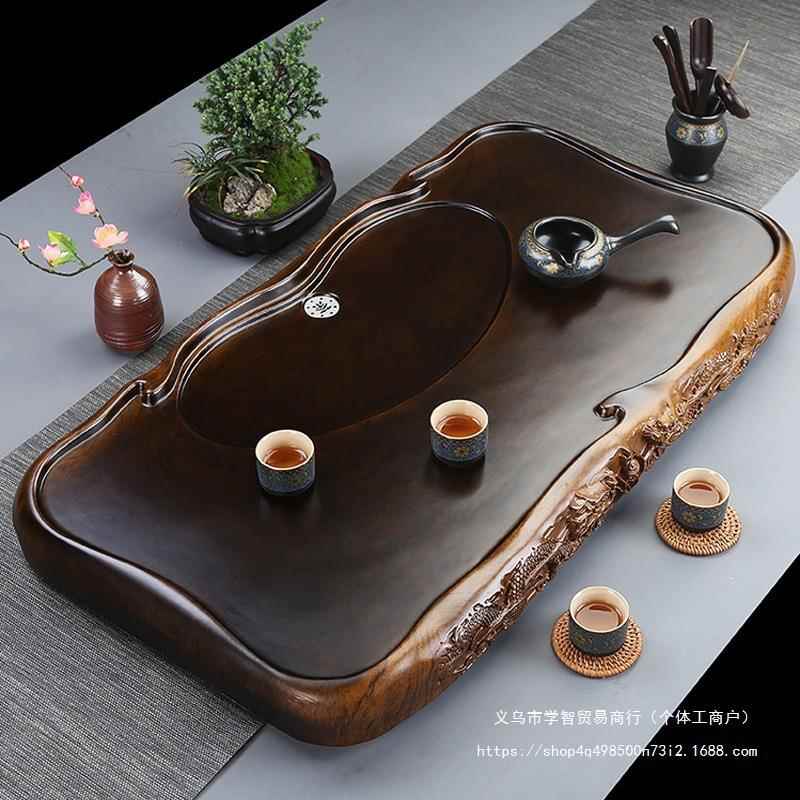 茶黑檀木盘实MQK木新款家用简约木海茶台客厅茶具小茶型原茶托盘