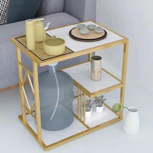 轻奢岩板茶水柜厅沙发边角小985茶几可客放水桶置物边烧水边台茶