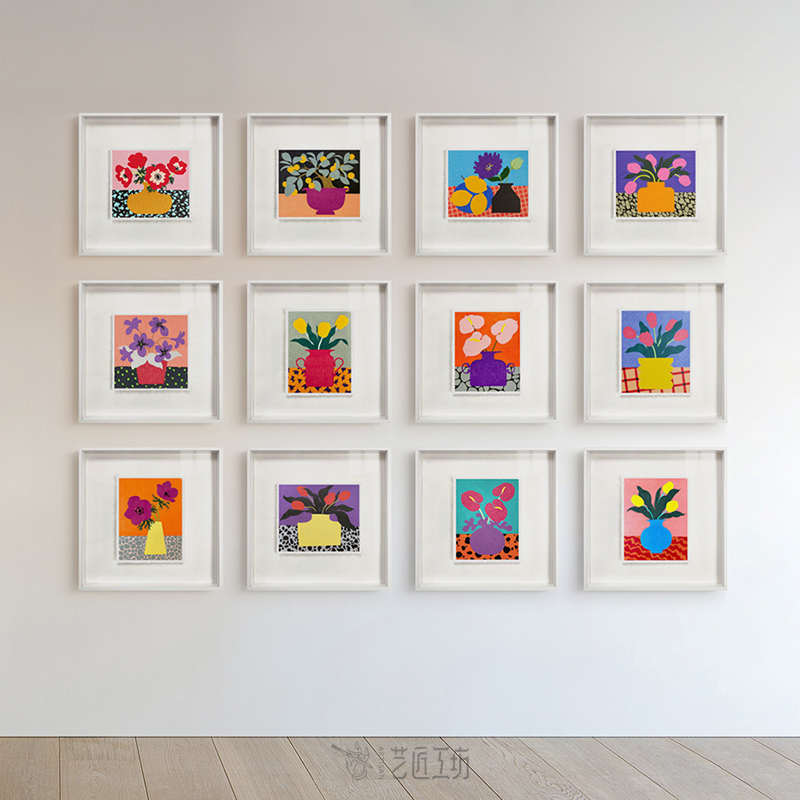 艺匠 儿童房多巴胺装饰画花卉艺术gallery悬浮装裱画过道组合挂画图片