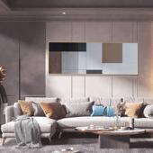 YZS 饰画高级灰手绘油画床头背景画 现代抽象画横幅轻奢客厅横幅装