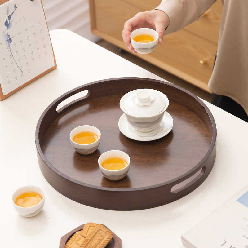 黑胡桃竹木长方形收纳盘客厅茶几点心盘提手托盘家用端菜餐用竹盘,餐饮具,餐用托盘,淘宝优惠券,粉丝福利购,淘宝优惠卷