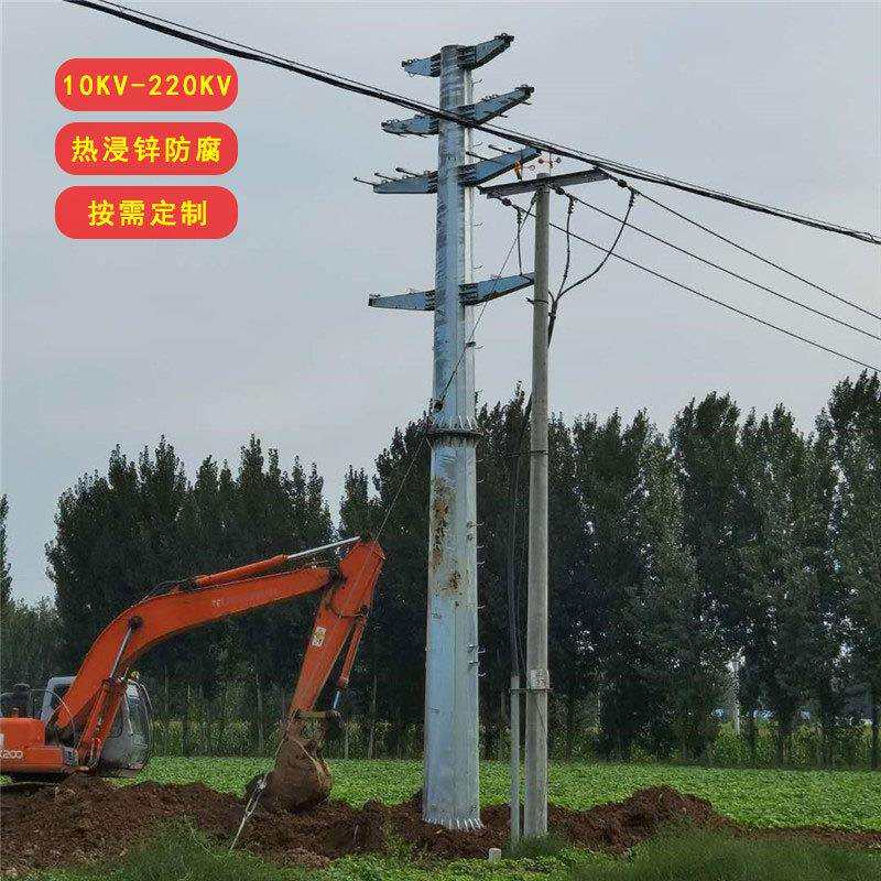 防锈镀锌处理10KV-220KV电力钢杆 热浸锌钢电线杆价格 输电线路杆